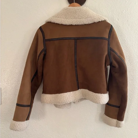 Zara Tan and Cream Teddy Jacket - Picture 2 of 3